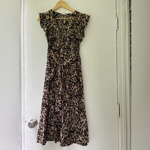 Leopard Print Ruffled Maxi Dress